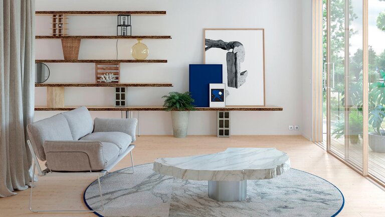 Modernes Wohnzimmer mit Holzfußboden